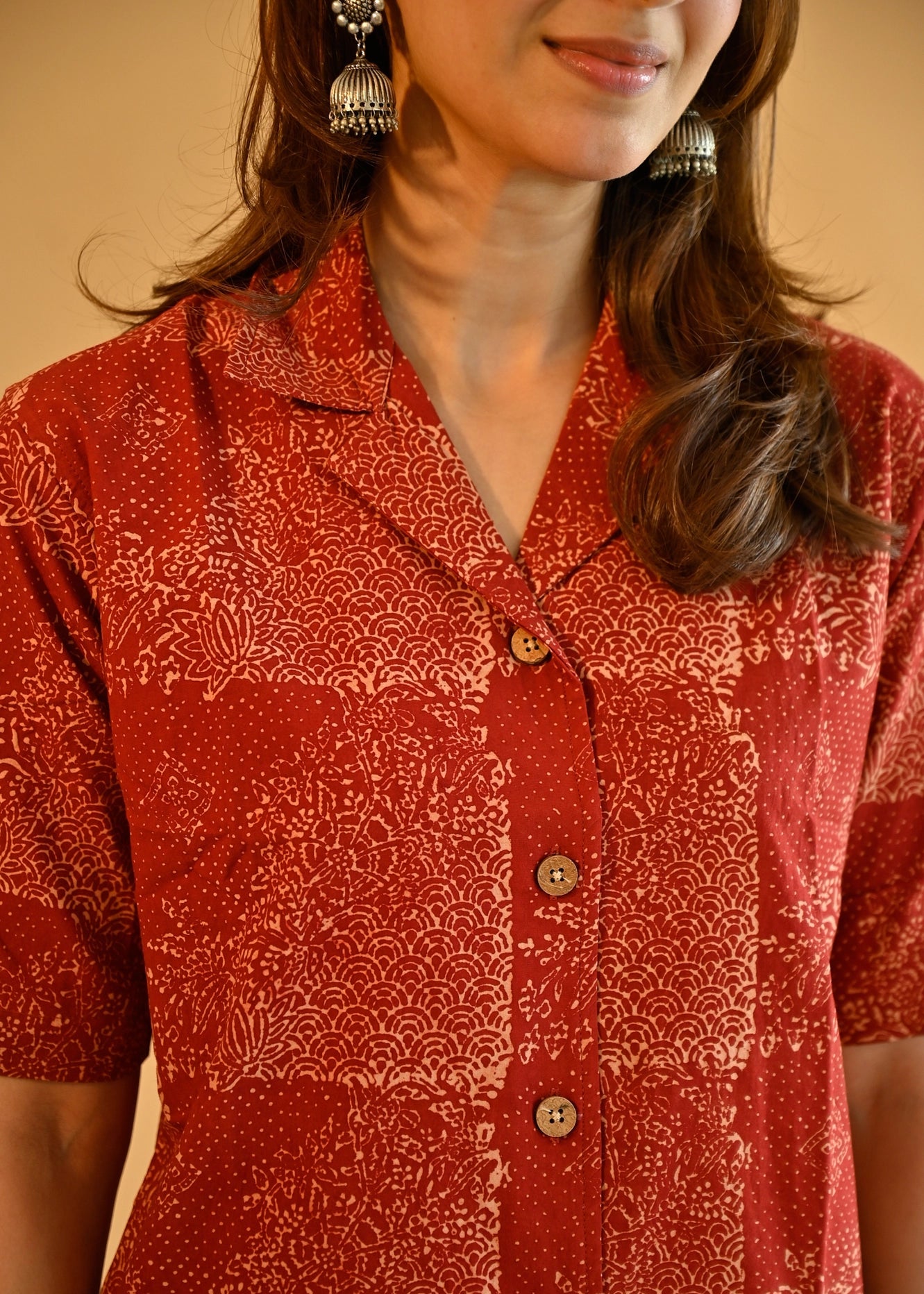 Laal Ajrakh Natural Dye Shirt Kurti