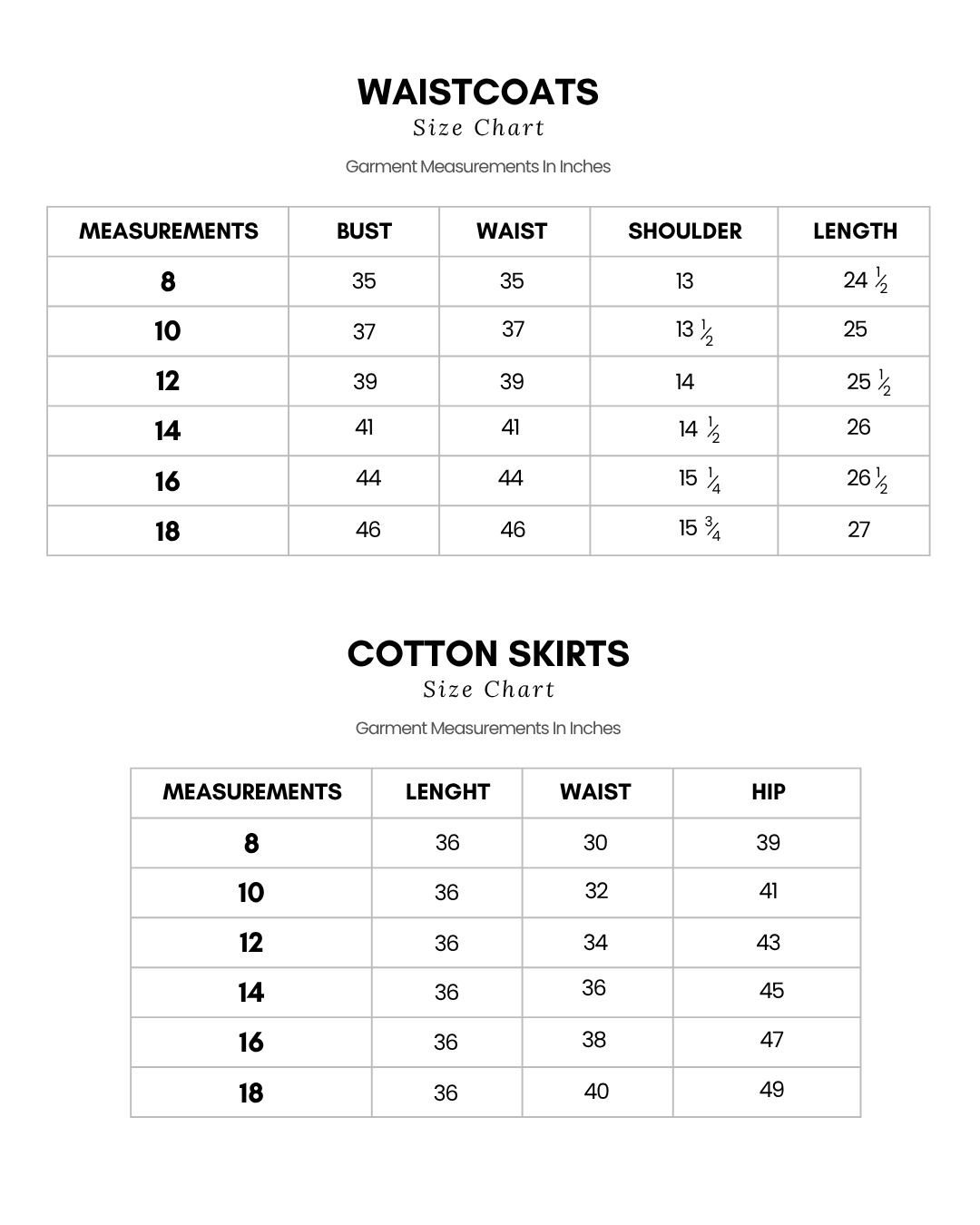Size Chart